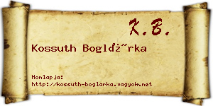 Kossuth Boglárka névjegykártya